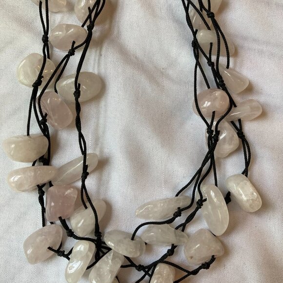 Faux‎ Rose Quartz Stones Multi Strands Necklace - Picture 2 of 10